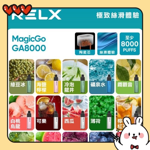 RELX拋棄式 RELX GA 8000口拋棄式電子煙 RELX一次性電子煙 ilia電子煙推廣